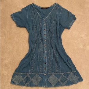 Raya sun vintage denim button down dress